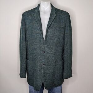Tommy Hilfiger green blue wool blend Jeremy collared blazer jacket L44
